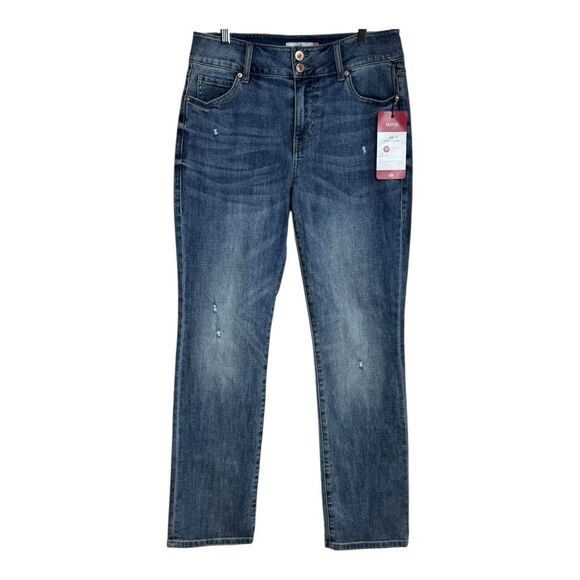 SLINK Jeans Plus Size Distressed Denim Two Button Dark Wash - Picture 1 of 6